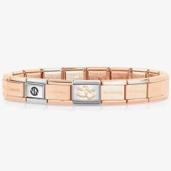 Nomination CLASSIC Romance Linked Hearts Charm & Rose Gold Bracelet 430104/41 & 530301 SI 011