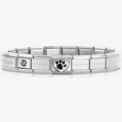 Nomination CLASSIC Silver Black Paw Heart Charm Bracelet 530300 SI & 330204/51