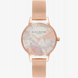Olivia Burton Abstract Florals Rose Gold Tone Mesh Watch OB16VM11