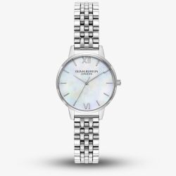 Olivia Burton Mother Of Pearl Silver Bracelet Watch 24000168