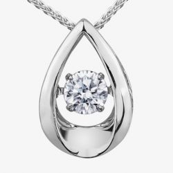 9ct White Gold 0.05ct Diamond Pulse Teardrop Pendant P3107W/05-10