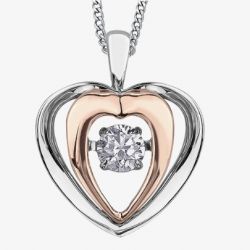 9ct Two Tone Gold 0.15ct Diamond Pulse Open Heart Pendant P3117WR/15-10