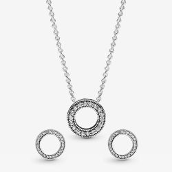 PANDORA Halo Jewellery Set 397436CZ-45 & 290585CZ