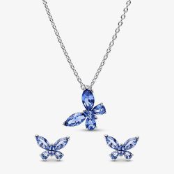 PANDORA Sparkling Blue Butterfly Jewellery Set 394232C01-45 & 294230C01