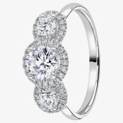 1888 Collection Platinum Brilliant Cut 0.63ct Triple Halo Diamond Ring R3-2042