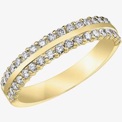 9ct Yellow Gold 0.25ct Diamond Two Row Half Eternity Ring 50L92/25-10
