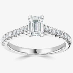 Signature Collection Platinum GIA Certificated Shoulder Set Emerald Cut Diamond Ring RI-2209A(6X4)(.60CT PLUS)