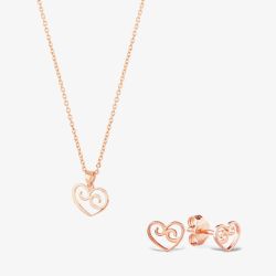 Rosa Lea Filigree Open Heart Jewellery Set AM-2THB009006 &AM-2THB008906