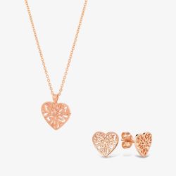 Rosa Lea Open Leaves Heart Jewellery Set AM-2THB010506 & AM-2THB010406