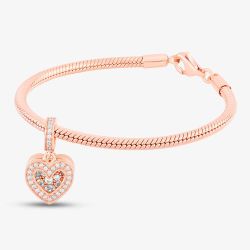 Rosa Lea Double Heart Dangle Charm & Bracelet AM-2THB032006 & AM-2THB013506