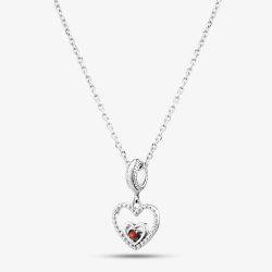 Rosa Lea July Birthstone Heart Dangle Charm Necklace