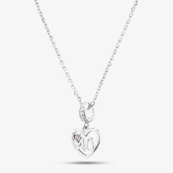 Rosa Lea 40 Pave Heart Dangle Charm Necklace