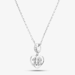 Rosa Lea 18 Pave Heart Dangle Charm Necklace