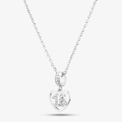 Rosa Lea 16 Pave Heart Dangle Charm Necklace
