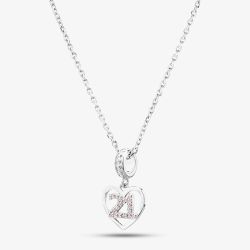 Rosa Lea 21 Pave Heart Dangle Charm Necklace