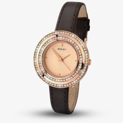 Seksy Sekonda Ladies Brown Leather Strap Watch 2076