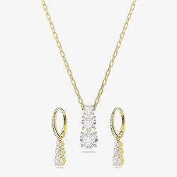 Swarovski Stilla Attract Gold Tone Plated White Zirconia Jewellery Set 5723300 & 5723298