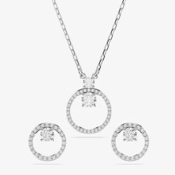 Swarovski Constella Rhodium Plated White Circle Jewellery Set 5692261 & 5692262