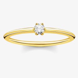 THOMAS SABO Gold Plated Small Six Claw Cubic Zirconia Ring TR2312-414-14