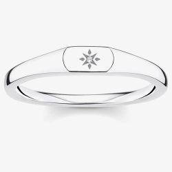 THOMAS SABO Silver Engraved Cubic Zirconia Star Ring TR2314-051-14