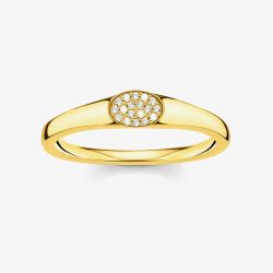 THOMAS SABO Gold Plated Oval Cubic Zirconia Pave Ring TR2315-414-14