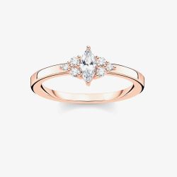 THOMAS SABO Rose Gold Plated Cubic Zirconia Marquise Cluster Ring TR2325-416-14