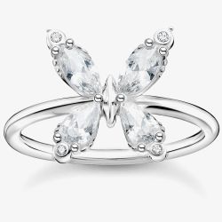 THOMAS SABO Sterling Silver Cubic Zirconia Butterfly Ring TR2356-051-14