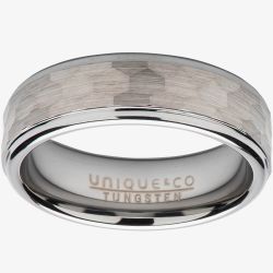 Unique Mens Hammered Tungsten 7mm Ring TUR-114