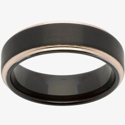 Unique Mens Black & Rose Gold Plated Tungsten 7mm Ring TUR-55