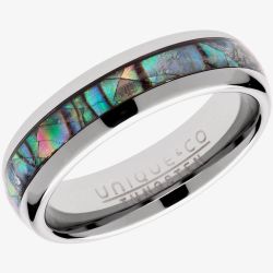 Unique Mens Tungsten Shell Inlay 6mm Ring TUR-99