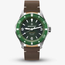 Bremont Supermarine 300m Green & Brown Leather Strap Watch SM40-ND-SS-GN-L-S
