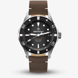 Bremont Supermarine 300m Black & Brown Leather Strap Watch SM40-DT-SS-BK-L-S