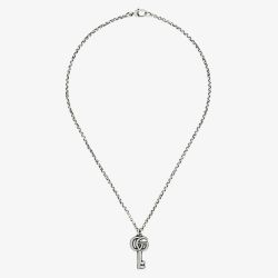 Gucci Marmont Silver Oxidised Key Necklace YBB62775700100U