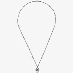 Gucci Marmont Silver Oxidised Double G Necklace YBB63254000100U