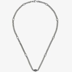 Gucci Interlocking Sterling Silver & Black Enamel Necklace YBB67866100100U