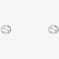 Gucci 18ct White Gold Interlocking Stud Earrings YBD66211100200U