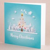 Aqua Blue Christmas Tree Card