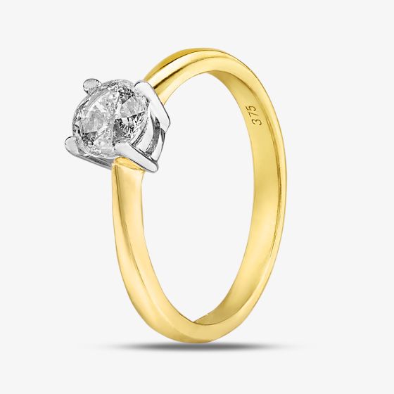 9ct Yellow Gold 0.50ct Diamond Four Claw Solitaire Ring PR0407Y9 0.50 