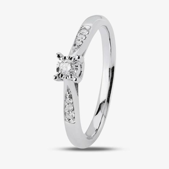 9ct White Gold 0.19ct Solitaire Diamond Ring TH010112R