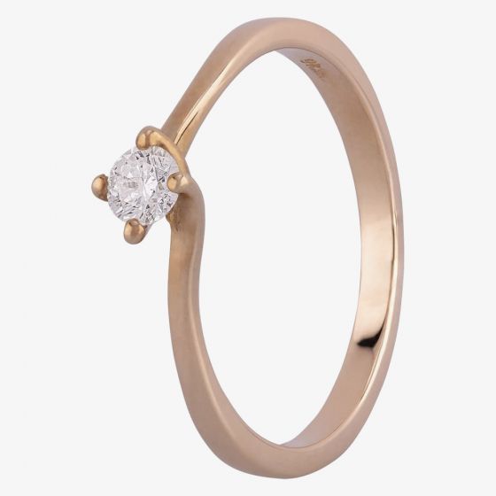 9ct Four Claw Twist Solitaire Certificated 0.15ct Ring R378015 Y