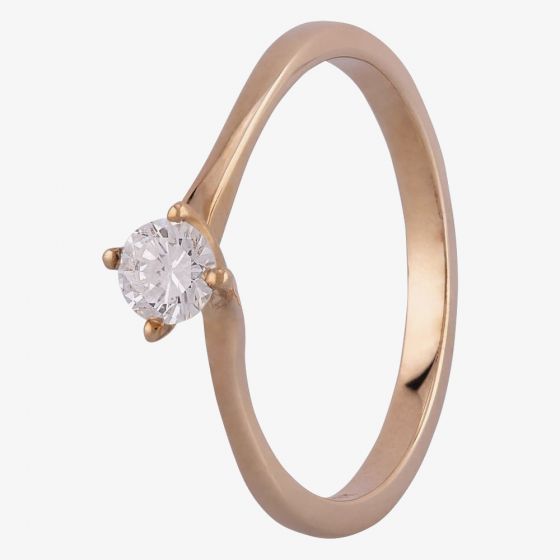 9ct Four Claw Twist Solitaire Certificated 0.20ct Ring R378020 Y
