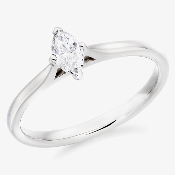 Platinum 0.51ct Certificated Marquise Cut Diamond Solitaire Ring ENG30014