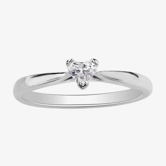 9ct White Gold 0.20ct Diamond Heart Shaped Solitaire Ring 1968WG/20-9 