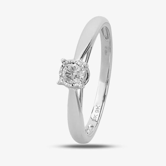 9ct White Gold 0.25ct Diamond Mount Accent Solitaire Ring TH010130R