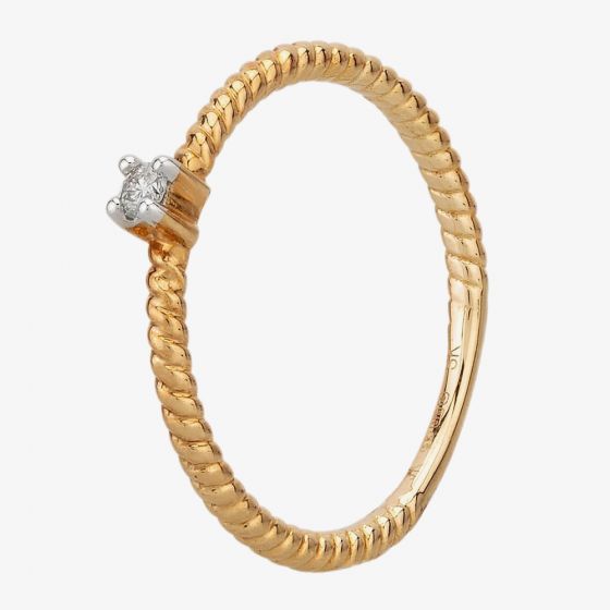 9ct Yellow Gold 0.05ct Diamond Rope Solitaire Ring TH010193R 