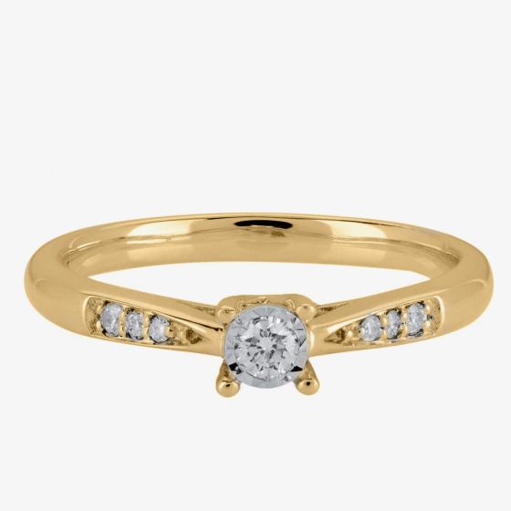 9ct Gold 0.19ct Solitaire Diamond Ring S4490D-9Y-019G