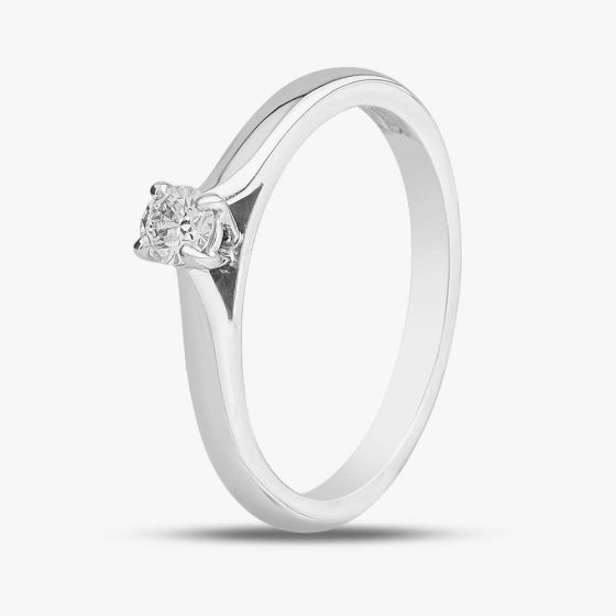 9ct White Gold 0.12ct Brilliant Cut Diamond Solitaire Ring 10-80-623/24-01-345 L