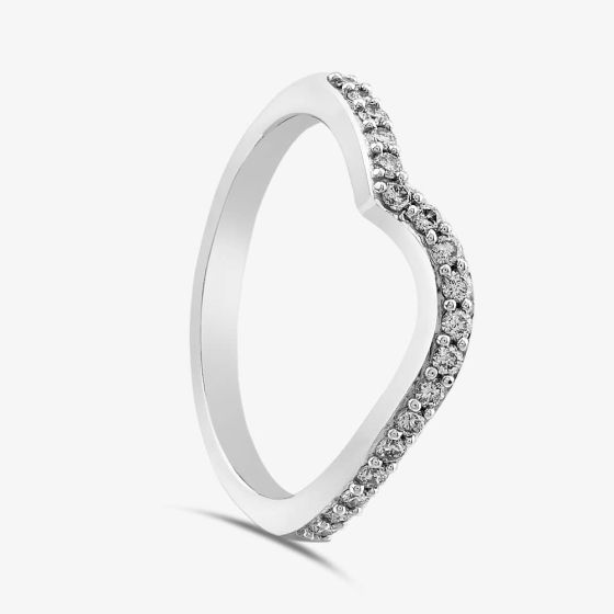 Brown & Newirth 18ct White Gold Brilliant Cut Diamond Curved Wedding Ring VWR5-17 18W