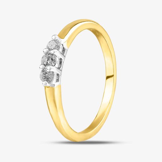 9ct Yellow Gold 0.15ct Diamond Trilogy Ring  PR05831W 015