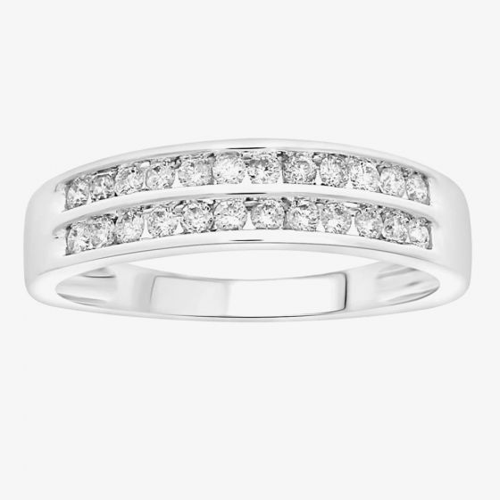 9ct White Gold 0.35ct Diamond Double Channel-set Half Eternity Ring R10164S35 WG